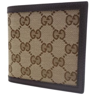 グッチ(Gucci)のグッチ 二つ折り財布 GGキャンバス ベージュ ブラウン 40802007726(折り財布)