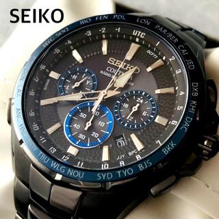 セイコー(SEIKO)の【美品】セイコー  電波ソーラー SEIKO 強化IPブラック メンズ腕時計(腕時計(デジタル))