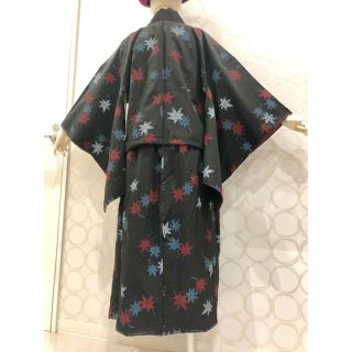 着物リメイク 赤白青 もみじ ショート丈羽織 ロングスカートの通販