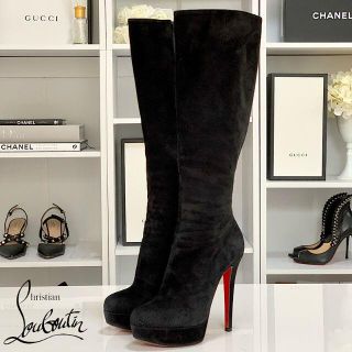 クリスチャンルブタン(Christian Louboutin)の3439 クリスチャンルブタン スエード ロングブーツ 黒(ブーツ)