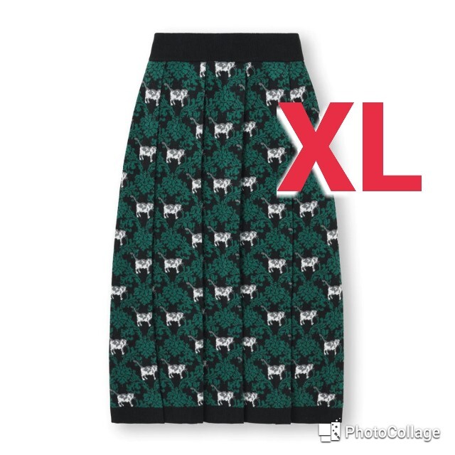 GU(ジーユー)の【新品】GU×アンダーカバー　ジャカードニットスカート  黒　XLサイズ レディースのスカート(ロングスカート)の商品写真