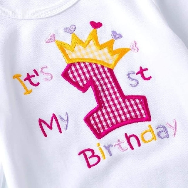 1st BDコスチューム 1歳 誕生日 バースデー 女の子 お祝い 70 80 キッズ/ベビー/マタニティのベビー服(~85cm)(セレモニードレス/スーツ)の商品写真