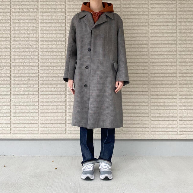 オーラリー　18AW/DOUBLE FACE CHECK LONG COAT