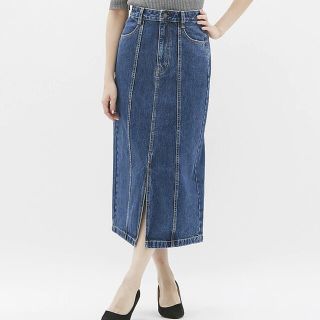 マウジー(moussy)の【激安】GU デニム フロント スリット ミディ スカート(ロングスカート)