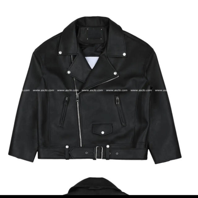 ASCLO オーバーサイズライダースジャケット　韓国 メンズのジャケット/アウター(ライダースジャケット)の商品写真