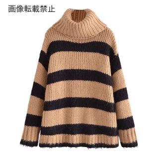 ザラ(ZARA)の🍁11月新作🍠6702◆タートルネック ボーダー 柄 ニット セーター(ニット/セーター)