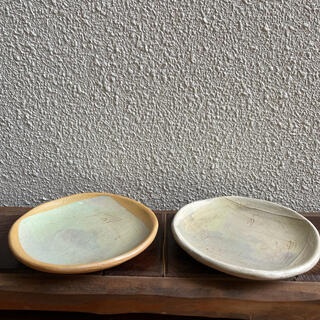 シマシマポタリ　ペア丸皿(陶芸)