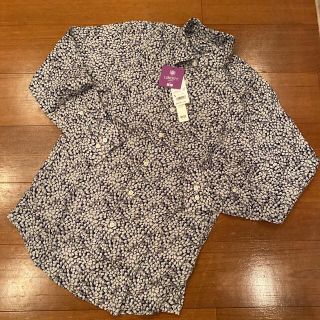 ユニクロ(UNIQLO)のUNIQLO  LIBERTYコラボシャツ　グレー/ネイビーS(シャツ)