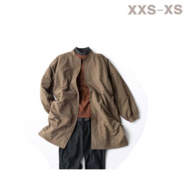 ◆新品◆無印良品撥水中わたスタンドカラーコート／XXS-XS／ダークモカブラウン