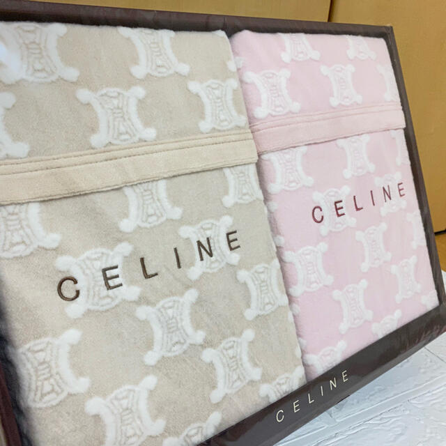 特集,良品】 CELINE 綿毛布 2枚セット 西川産業 未使用 セリーヌ 毛布