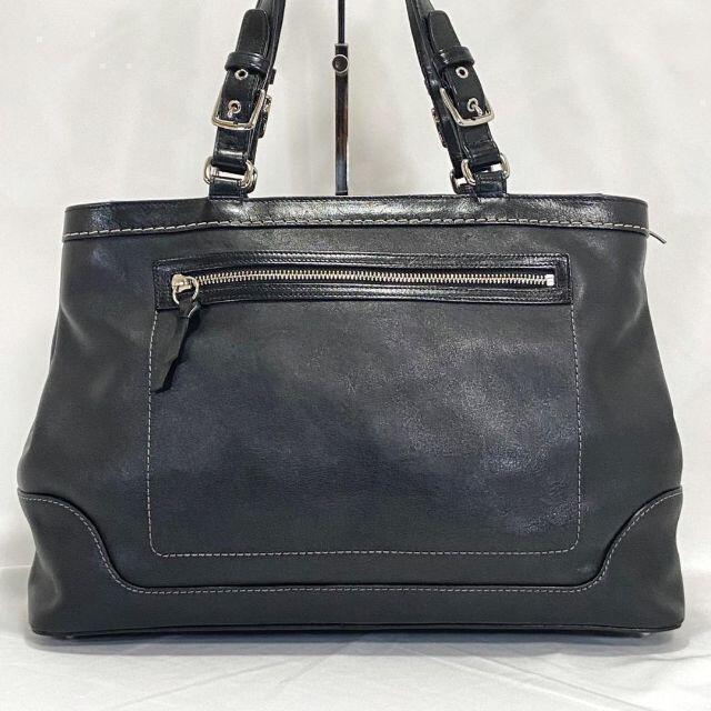 美品☆COACH コーチ トートバッグ A4 ビジネス タッセル レザー 革 黒