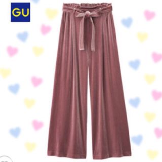 ジーユー(GU)の完売❤️フリル ラス1❤️Lサイズ❤️GUベロアワイドパンツ(カジュアルパンツ)