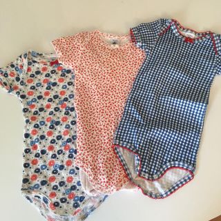 プチバトー(PETIT BATEAU)のプチバトー 半袖ボディ 3枚セット 12m(肌着/下着)