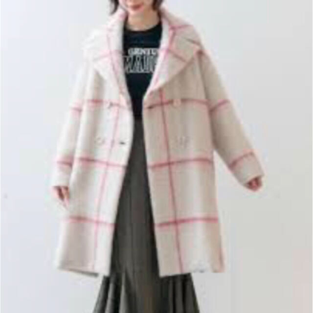最安値爆買い fur fur - FUR FURラインチェックコート ピンクの通販 by