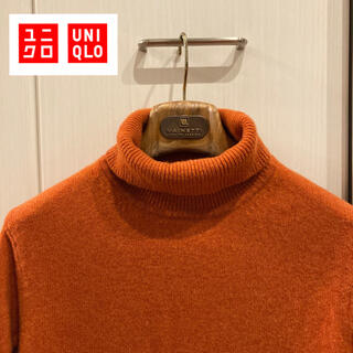 ユニクロ(UNIQLO)のUNIQLO　ユニクロ　プレミアムラムタートルネックセーター　Ｌ オレンジ(ニット/セーター)