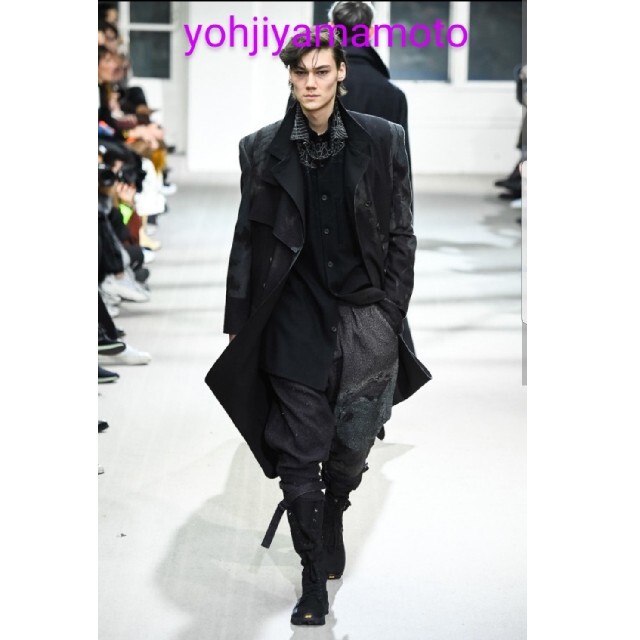 Yohji Yamamoto POUR HOMME 羊革襟ウールギャバジンコート-