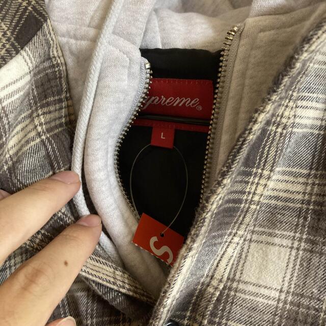 Supreme Hooded Flannel Zip Up Shirt L 黒