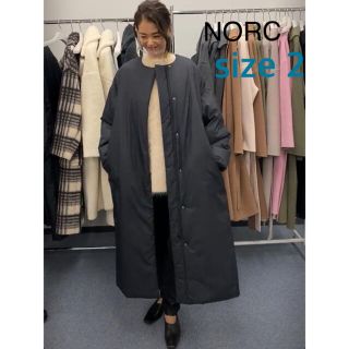 【新品未使用】NORC ノーク パディングロングコート アウトレットの通販 ノーク norc パティングクルーロングコート ブラック サイズ2 ダウンジャケット