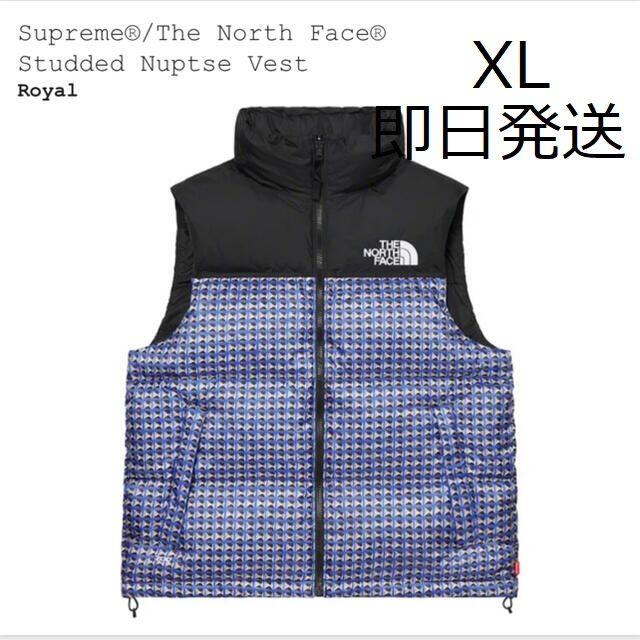 新品 Supreme TNF Studded Nuptse Vest 青XL