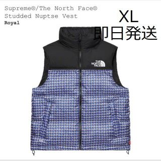 シュプリーム(Supreme)の新品 Supreme TNF Studded Nuptse Vest 青XL(ダウンベスト)