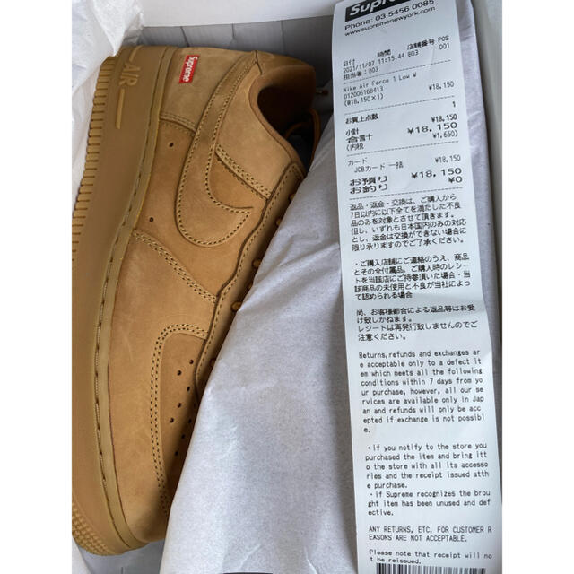 メンズSupreme ×Nike Air Force 1 Low Flax/Wheat