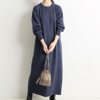 SLOBE IENA スローブイエナ リブニットマキシワンピース ブルー ロング
