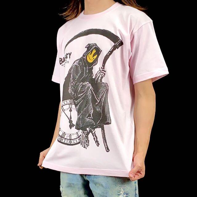 【バンクシー】新品 BANKSY ビッグ プリント グラフティ ピンク Tシャツ 1