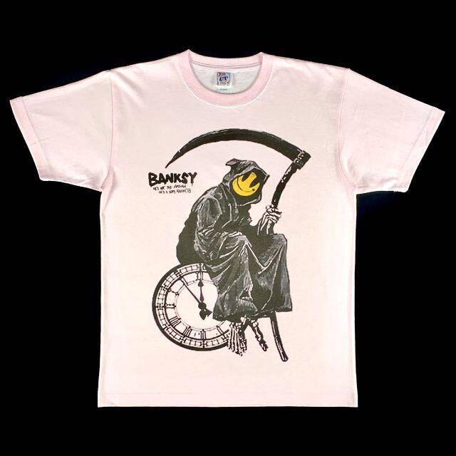 【バンクシー】新品 BANKSY ビッグ プリント グラフティ ピンク Tシャツ 5