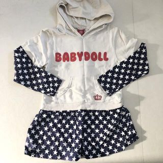 ベビードール(BABYDOLL)のベビードール  星柄　パーカーワンピース　130(ワンピース)