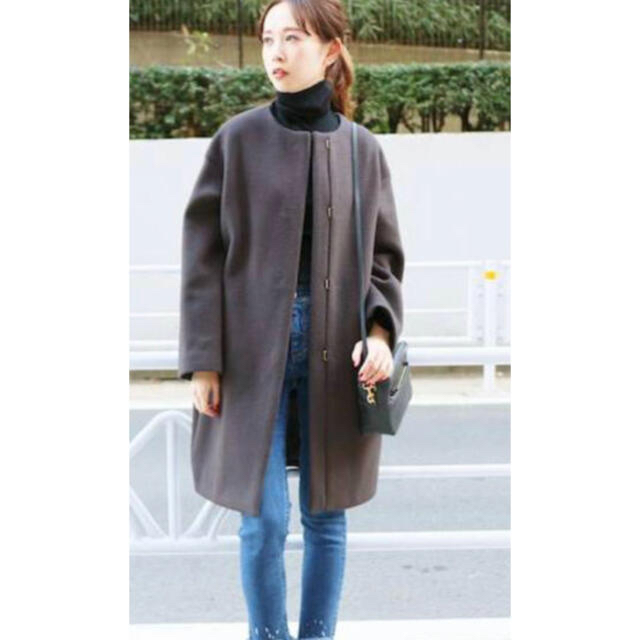 IENA(イエナ)のIENA 二重織りシャルムノーカラーコート レディースのジャケット/アウター(ロングコート)の商品写真