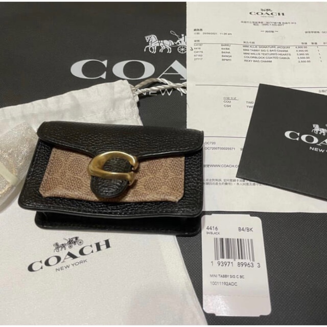 COACHコーチ ミニ タビー バッグ チャーム シグネチャー キャンバス 1