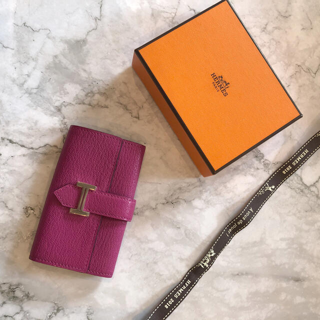 ふるさと納税 Hermes - 新品 エルメス ベアン キーケース ローズ