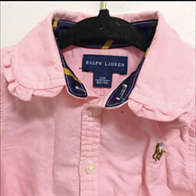 Ralph Lauren(ラルフローレン)の80サイズ RALPHLAUREN ブラウス襟フリルワイシャツブラウスピンク上品 キッズ/ベビー/マタニティのベビー服(~85cm)(シャツ/カットソー)の商品写真