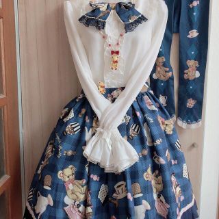 アンジェリックプリティー(Angelic Pretty)の夢見るプレゼント スカート ネックレス リング カチューシャ タイツ 5点セット(ミニスカート)