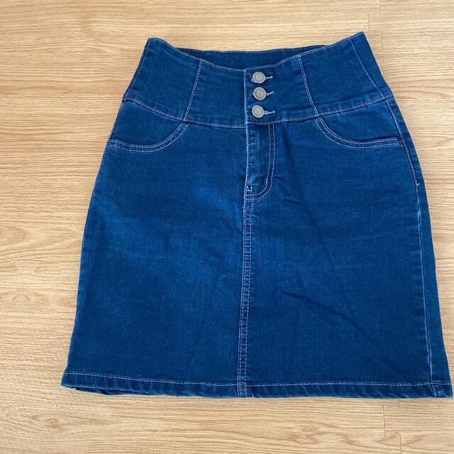 ハイウエストデニムミニスカート レディースのスカート(ミニスカート)の商品写真