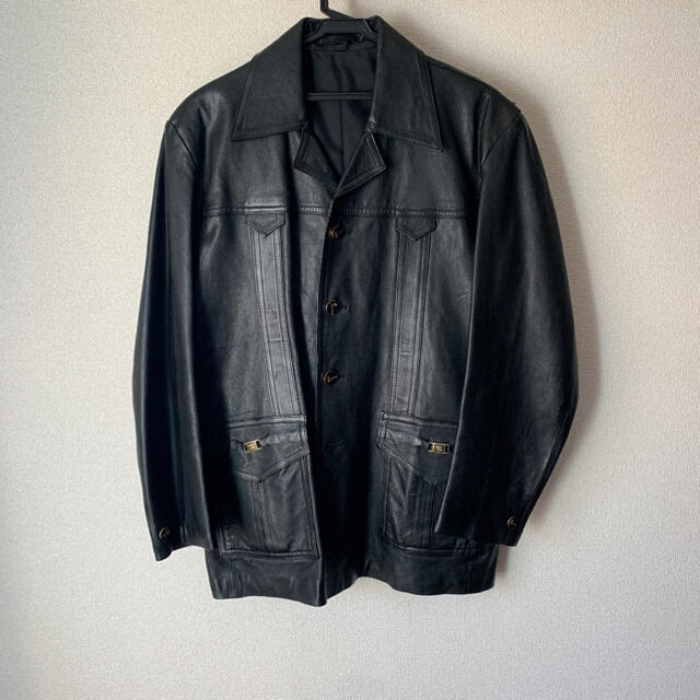 Vintage big collar leather jacket