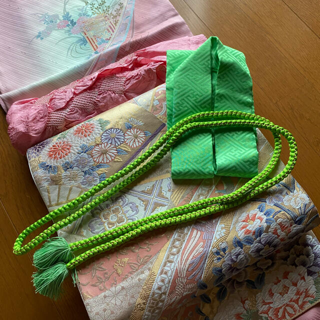 付け下げ（訪問着）袋帯　重ね襟（伊達襟）帯締め　帯揚げ　セット♡ 七五三　卒業式