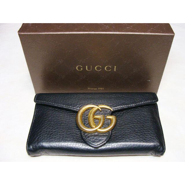 Gucci(グッチ)のグッチコンチネンタルGG金具マーモントフラップ皮革レザー長財布ロングウォレット メンズのファッション小物(長財布)の商品写真