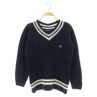 フレッドペリー(FRED PERRY)のフレッドペリー ニット セーター 長袖 プルオーバー 10 紺 白(ニット/セーター)