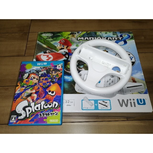 Wii U マリオカート8セット（シロ）+スプラトゥーン+ハンドル任天堂