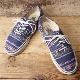 ヴァンズ(VANS)のUSA VANSバンズ オーセンティック 総柄スニーカー24cmネイビーaw90(スニーカー)