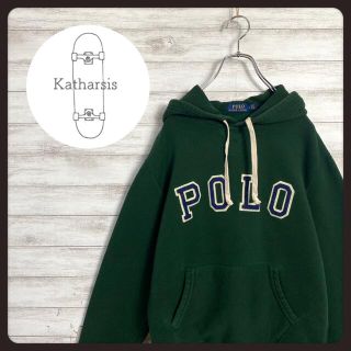 ポロラルフローレン(POLO RALPH LAUREN)の【希少カラー】ポロラルフローレンデカロゴアースカラーグリーンスウェットパーカー(パーカー)