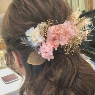 ドライフラワー　ヘッドパーツ　髪飾り(ヘアアクセサリー)