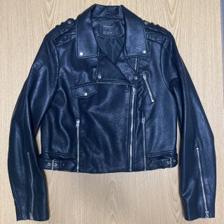 ザラ(ZARA)のRNyさん☆ZARA 黒レディースXLライダースジャケット(ライダースジャケット)