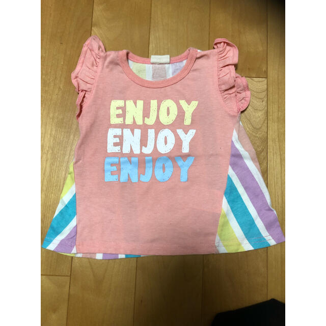 西松屋(ニシマツヤ)のTシャツ　ピンクストライプ キッズ/ベビー/マタニティのベビー服(~85cm)(Ｔシャツ)の商品写真