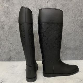 Gucci - 【正規品】 美品 GUCCI レインブーツ 定価9万円 38 ブラックの