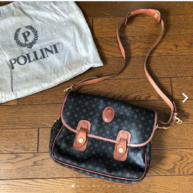 POLLINI vintage イタリア製 総ロゴ柄バッグ