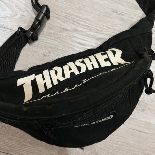 スラッシャー(THRASHER)のTHRASHER ロゴ　ウエストバッグ　ブラック(ボディバッグ/ウエストポーチ)