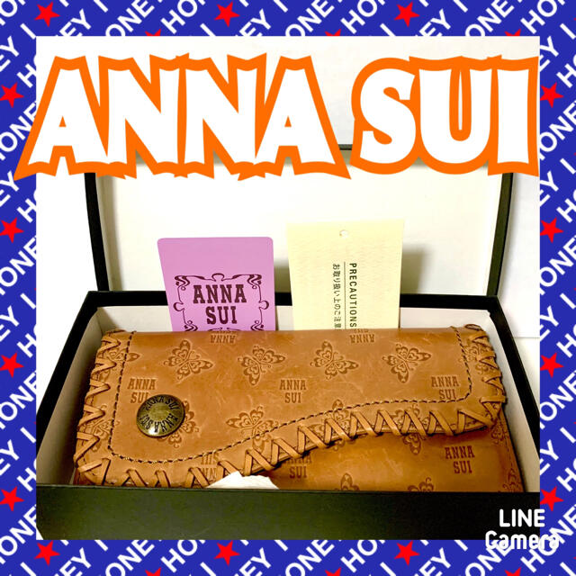 【新品未使用】ANNA SUI 財布 アンジェリーナ キャメル 蝶 がま口