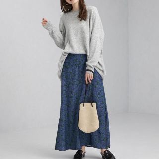 ユナイテッドアローズグリーンレーベルリラクシング(UNITED ARROWS green label relaxing)の【新品未使用☆】ヴィンテージ プリント ナロー フレア スカート(ロングスカート)